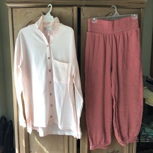 FREE PEOPLE BEACH shirt and pants set (NWOT)